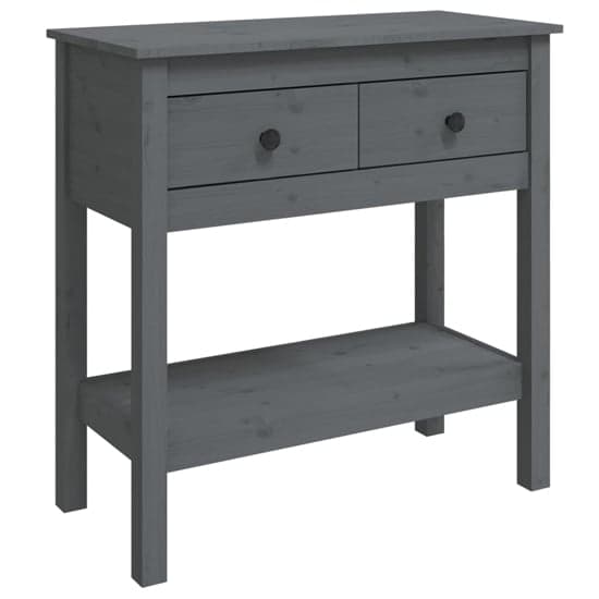Belva Pine Wood Console Table With 2 Drawers In Grey_3