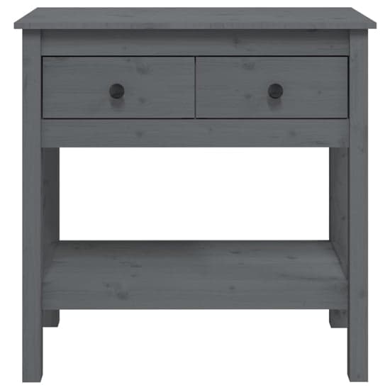 Belva Pine Wood Console Table With 2 Drawers In Grey_4