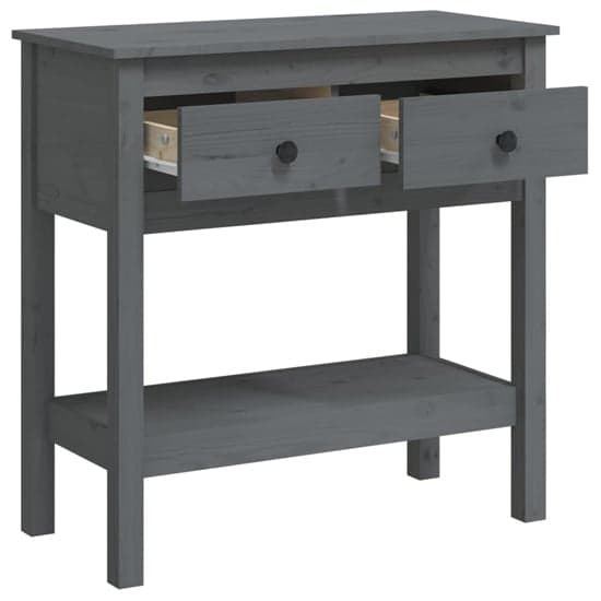 Belva Pine Wood Console Table With 2 Drawers In Grey_5