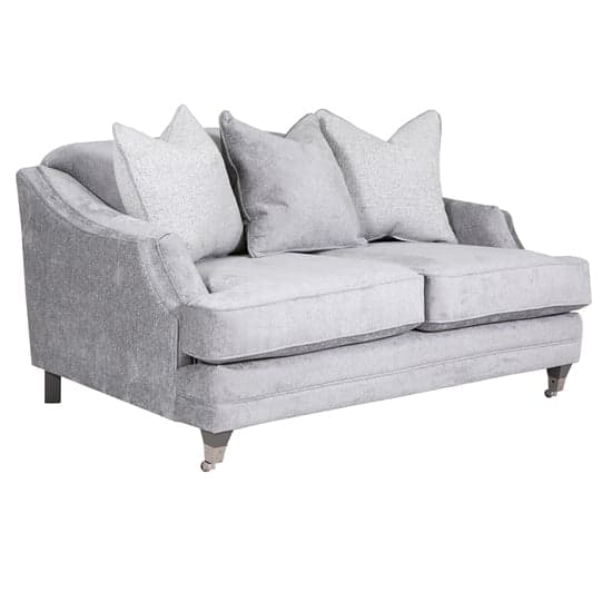 Belvedere Velvet 2 Seater Sofa In Silver With 3 Scatter Cushions_1