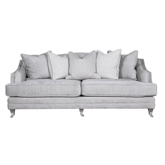 Belvedere Velvet 4 Seater Sofa In Silver With 5 Scatter Cushions_2