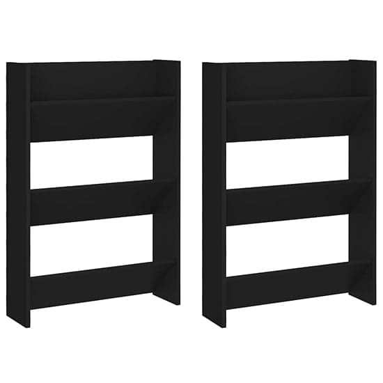 Benicia Wall Wooden Shoe Cabinet With 6 Shelves In Black_2