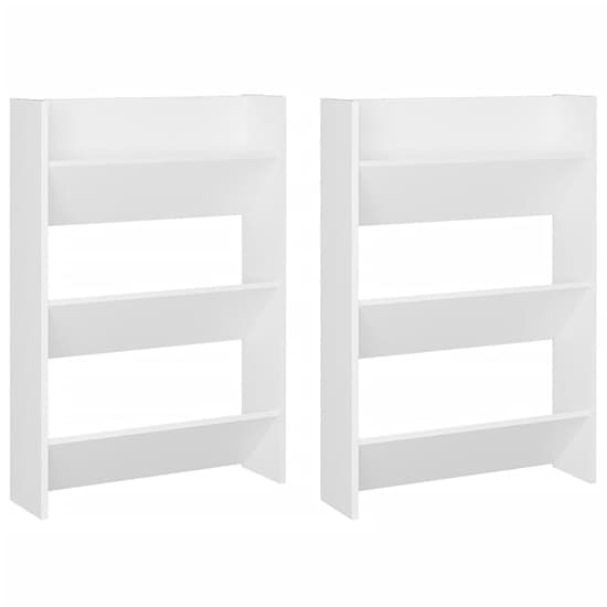 Benicia Wall Wooden Shoe Cabinet With 6 Shelves In White_2