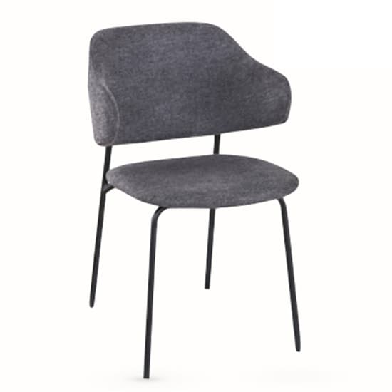 Benson Dark Grey Fabric Dining Chairs With Black Frame In Pair_2