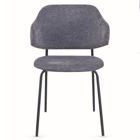 Benson Dark Grey Fabric Dining Chairs With Black Frame In Pair_3
