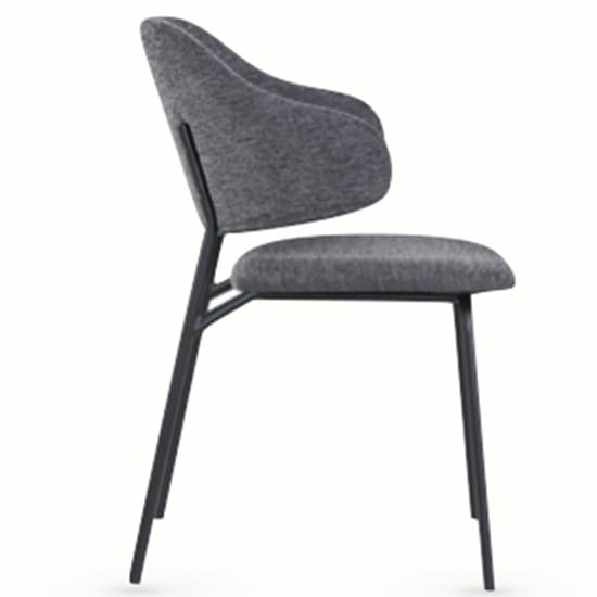 Benson Dark Grey Fabric Dining Chairs With Black Frame In Pair_4