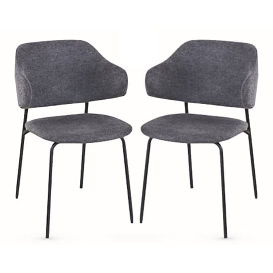 Benson Dark Grey Fabric Dining Chairs With Black Frame In Pair_1