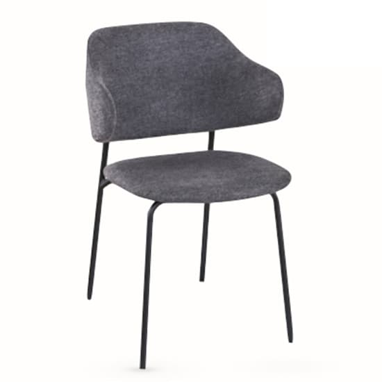 Benson Fabric Dining Chair In Dark Grey With Black Metal Frame_2