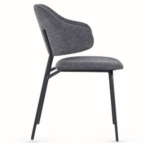 Benson Fabric Dining Chair In Dark Grey With Black Metal Frame_3