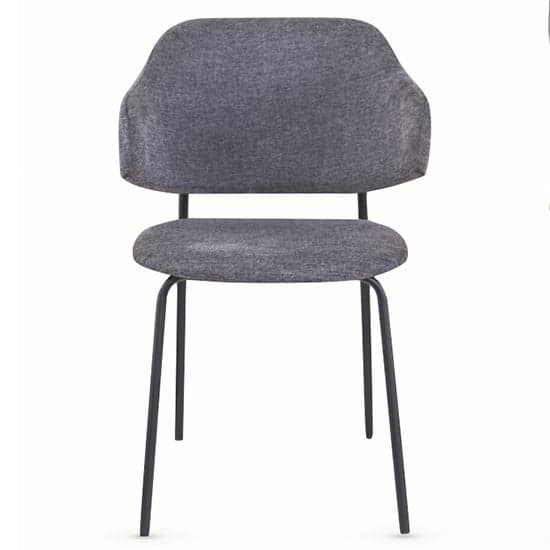 Benson Fabric Dining Chair In Dark Grey With Black Metal Frame_1