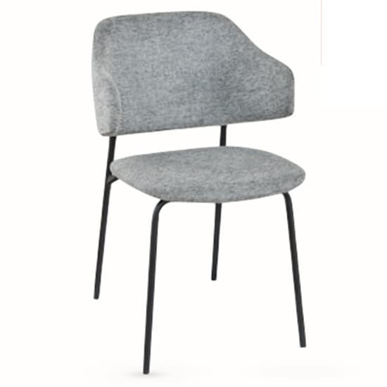 Benson Fabric Dining Chair In Light Grey With Black Metal Frame_2