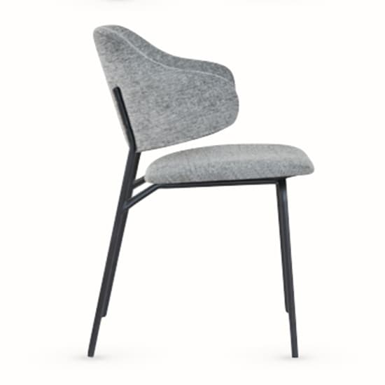 Benson Fabric Dining Chair In Light Grey With Black Metal Frame_3