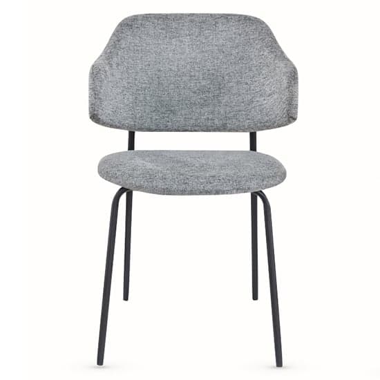 Benson Fabric Dining Chair In Light Grey With Black Metal Frame_1