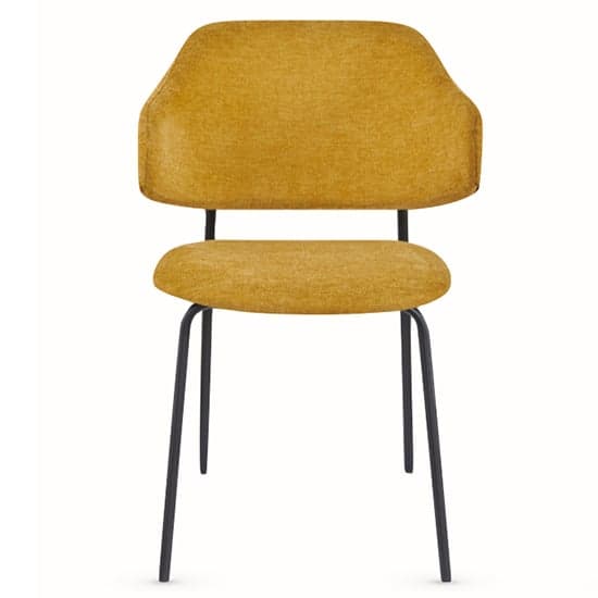 Benson Fabric Dining Chair In Mustard With Black Metal Frame_1