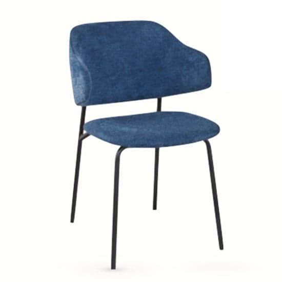 Benson Fabric Dining Chair In Navy With Black Metal Frame_2