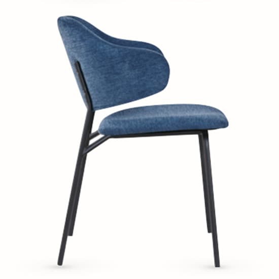 Benson Fabric Dining Chair In Navy With Black Metal Frame_3