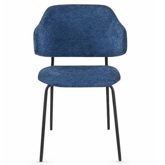 Benson Fabric Dining Chair In Navy With Black Metal Frame_1