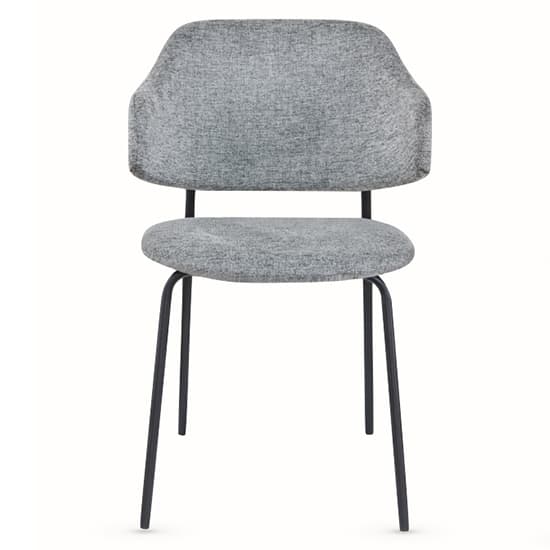 Benson Light Grey Fabric Dining Chairs With Black Frame In Pair_3