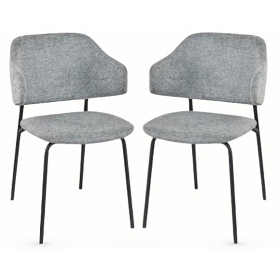 Benson Light Grey Fabric Dining Chairs With Black Frame In Pair_1
