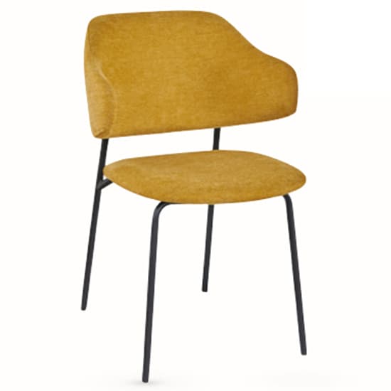 Benson Mustard Fabric Dining Chairs With Black Frame In Pair_2