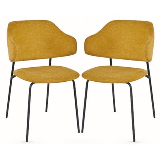 Benson Mustard Fabric Dining Chairs With Black Frame In Pair_1