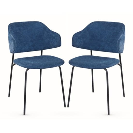 Benson Navy Fabric Dining Chairs With Black Frame In Pair_1