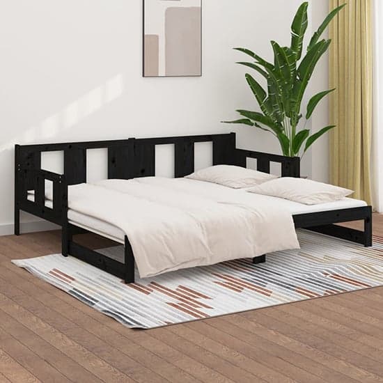 Bente Solid Pinewood Pull-out Single Day Bed In Black_2