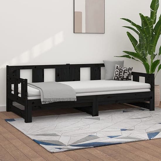 Bente Solid Pinewood Pull-out Single Day Bed In Black_1