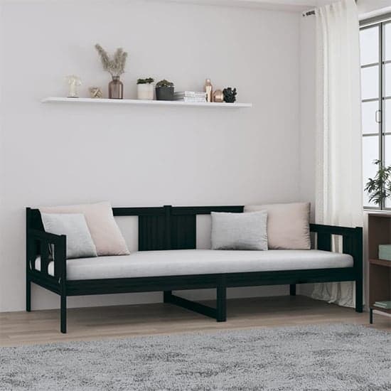 Bente Solid Pinewood Single Day Bed In Black_1
