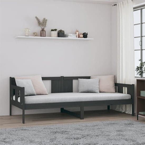Bente Solid Pinewood Single Day Bed In Grey_1