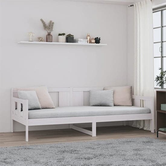 Bente Solid Pinewood Single Day Bed In White_1