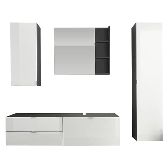 Bento Bathroom Furniture Set 1 In Grey With Gloss White Fronts_2