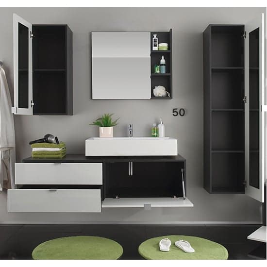 Bento Bathroom Furniture Set In Grey With Gloss White Fronts_2