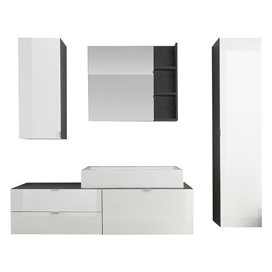 Bento Bathroom Furniture Set In Grey With Gloss White Fronts_3