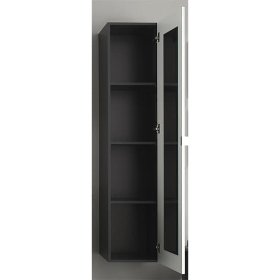 Bento Bathroom Tall Cabinet In Grey With Gloss White Fronts_4