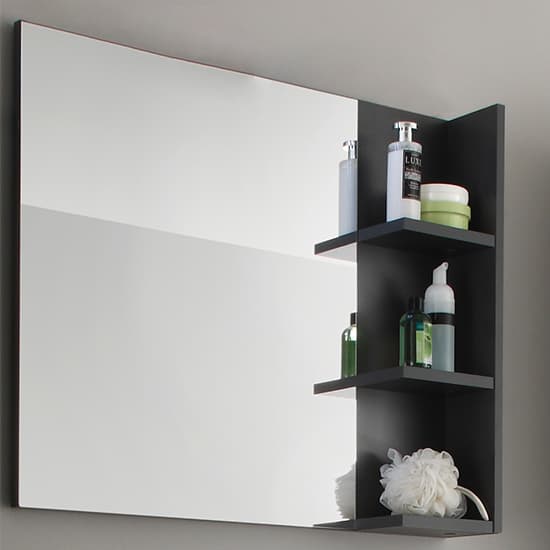 Bento Bathroom Wall Mirror With Shelves In Grey Furniture in Fashion