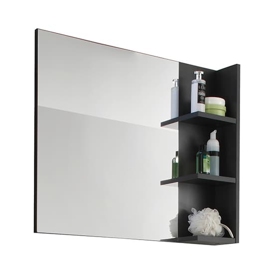 Bento Bathroom Wall Mirror With Shelves In Grey Furniture in Fashion