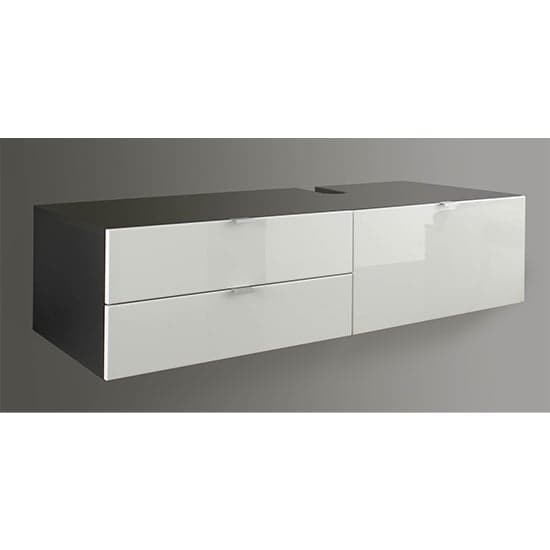 Bento Wall Hung Vanity Unit In Grey With Gloss White Fronts_2