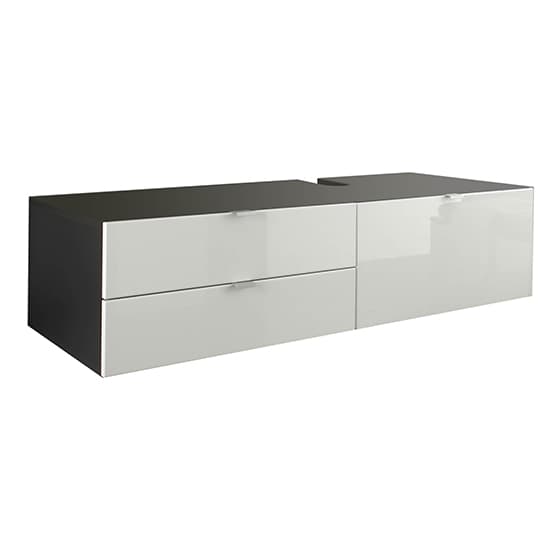 Bento Wall Hung Vanity Unit In Grey With Gloss White Fronts_3