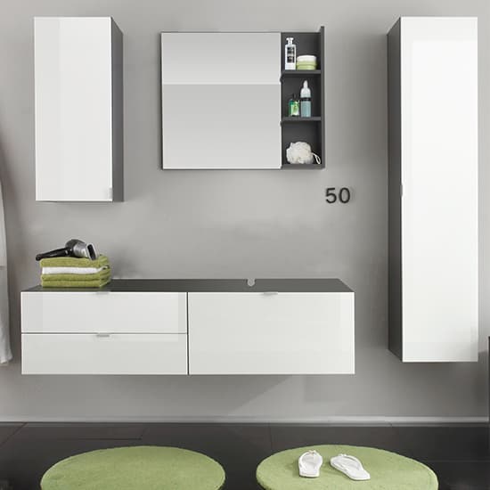 Bento Wall Hung Vanity Unit In Grey With Gloss White Fronts_5