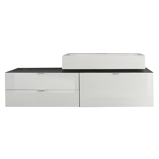 Bento Wall Sink Vanity Unit In Grey With Gloss White Fronts_3