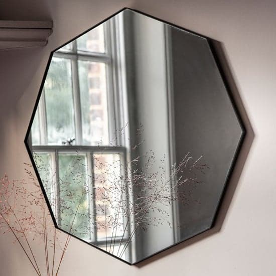 Benton Octagon Wall Mirror With Black Metal Frame_1