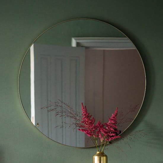 Benton Round Wall Mirror With Champagne Metal Frame_1
