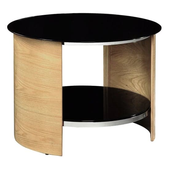 Bentwood Lamp Table Round In Oak With Black Gloss Top_2