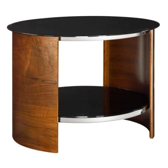 Bentwood Lamp Table Round In Walnut With Black Gloss Top_2