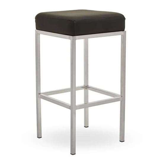 Baino Black Leather Bar Stools With Chrome Legs In A Pair_2