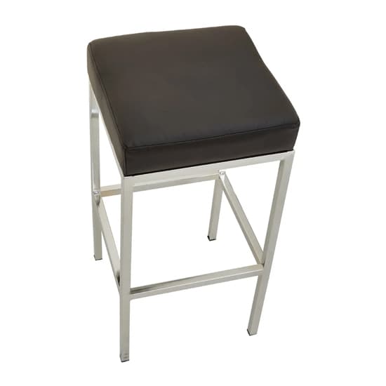 Baino Black Leather Bar Stools With Chrome Legs In A Pair_4