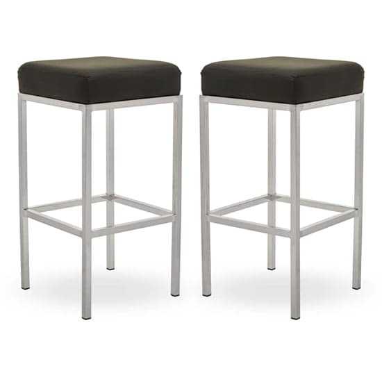 Baino Black Leather Bar Stools With Chrome Legs In A Pair_1