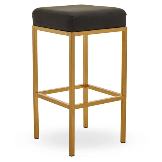 Baino Black Leather Bar Stools With Gold Legs In A Pair_2