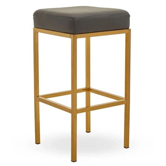 Baino Dark Grey Leather Bar Stools With Gold Legs In A Pair_2